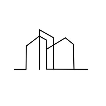 recommend clip art: minimalist city building line art