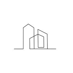 minimalist city building line art