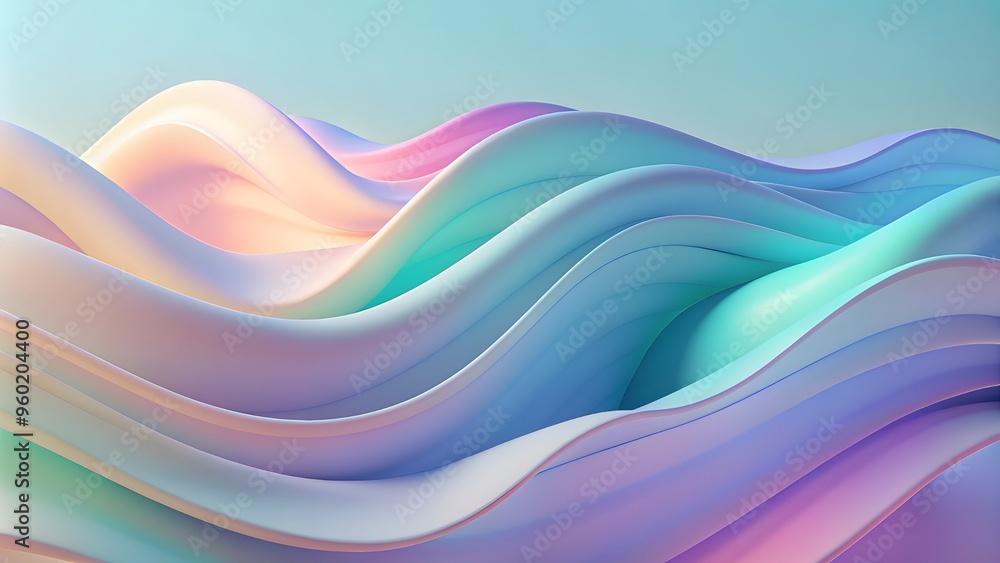 Poster abstract fluid iridescent holographic curved wave in motion colorful gradient design on a abstract m