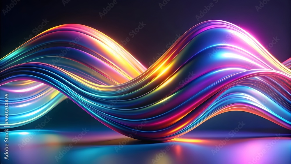 Aufkleber abstract fluid iridescent holographic curved wave in motion colorful gradient design on a abstract m