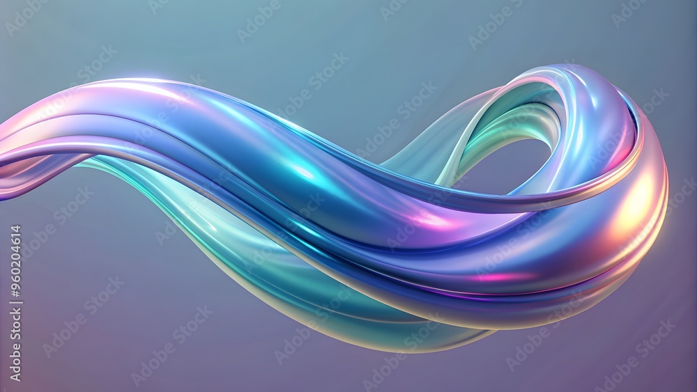 Aufkleber abstract fluid iridescent holographic curved wave in motion colorful gradient design on a abstract m