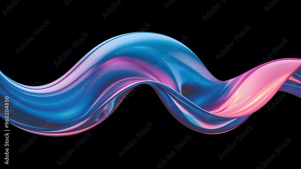 Poster abstract fluid iridescent holographic curved wave in motion colorful gradient design on a abstract m