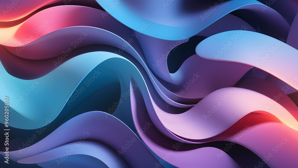 Aufkleber abstract fluid iridescent holographic curved wave in motion colorful gradient design on a abstract m