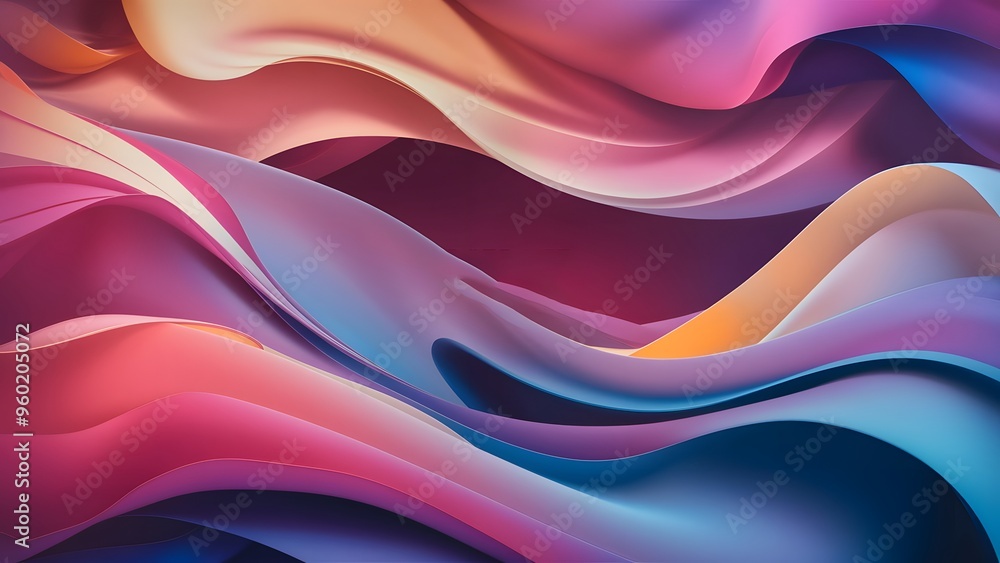 Aufkleber abstract fluid iridescent holographic curved wave in motion colorful gradient design on a abstract m