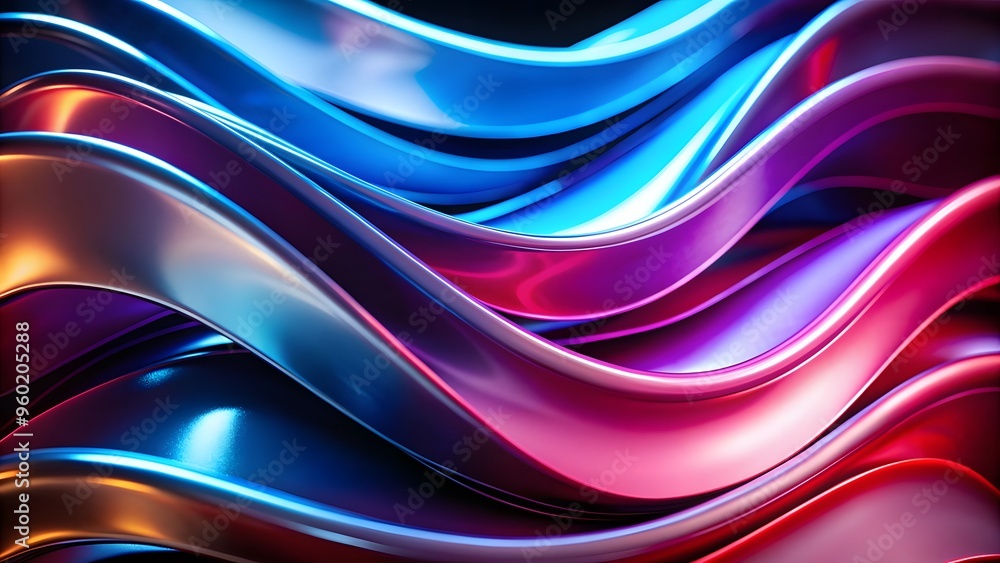 Aufkleber abstract fluid iridescent holographic curved wave in motion colorful gradient design on a abstract m