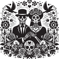 Day of the Dead Silhouette Vector Illustration