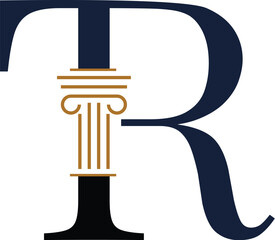 TR Luxury Letter with Law logo design

