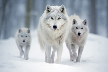 Obraz premium Wolf Animal Family Wandering Calmly Peaceful In the Nature Outdoor