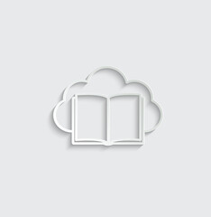 book and cloud icon online librry sign
