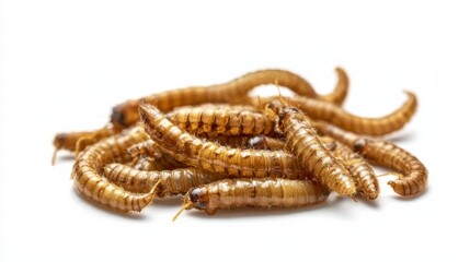 Obraz premium 4h Front angle view of dried mealworms in white background