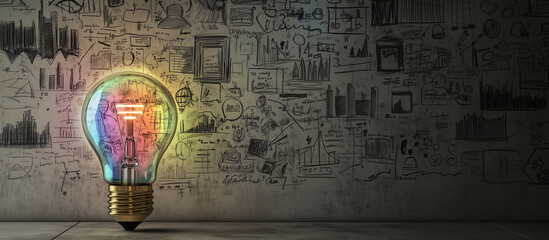 Innovative Business Idea Illuminated Bulb Amidst Strategic Doodles