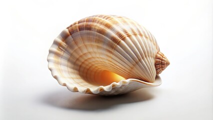 rendering of an empty open seashell on a white background