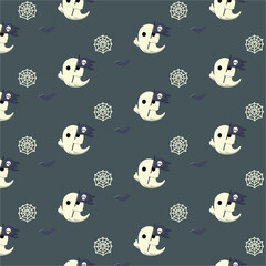 cute ghost pattern, kawaii ghosts, halloween seamless pattern, spooky but cute design, ghost vector, adorable ghost illustration, playful ghost print, whimsical halloween design, ghost wallpaper, ghos
