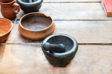 mortar for grinding medicinal herbs and ingredients, a traditional way of making medicines