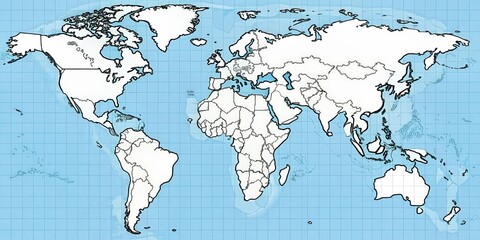 Obraz premium Blank outline map of world worksheet for geography teachers, perfect for school tests and lessons