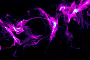 Obraz premium Illustration of pink beautiful smoke on the black background 