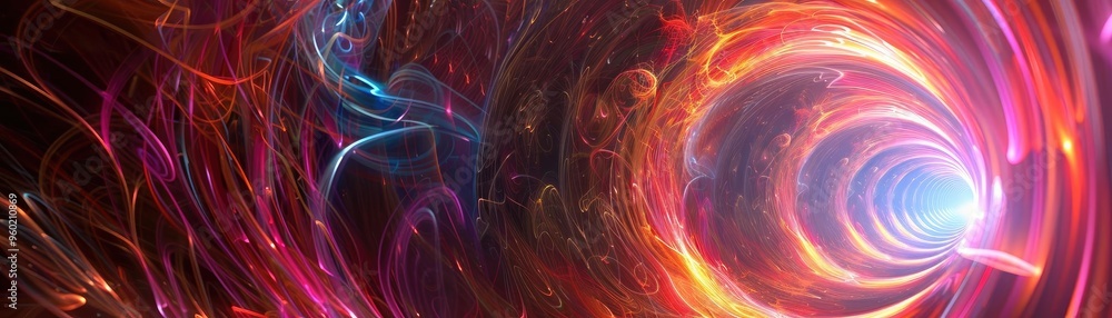 Poster a mesmerizing swirl of vibrant colors and light, creating an ethereal portal effect. perfect for dig