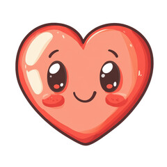 Fototapeta premium Cute and vibrant cartoon heart character with a friendly smile, perfect for romantic or whimsical themed projects.