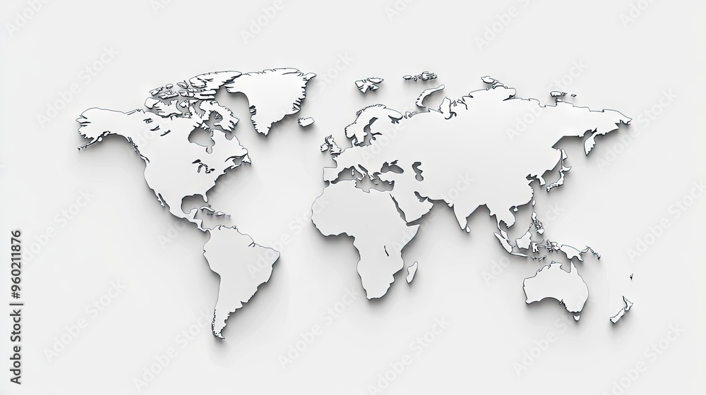 Aufkleber a simple and clean world map with outlined continents, isolated on a white background for easy use i