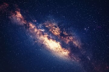 Fototapeta premium Stunning photo illustration of the Milky Way galaxy, capturing its mesmerizing spiral arms and star-studded beauty in a vivid and captivating display