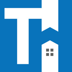 TH letter with Home Logo design