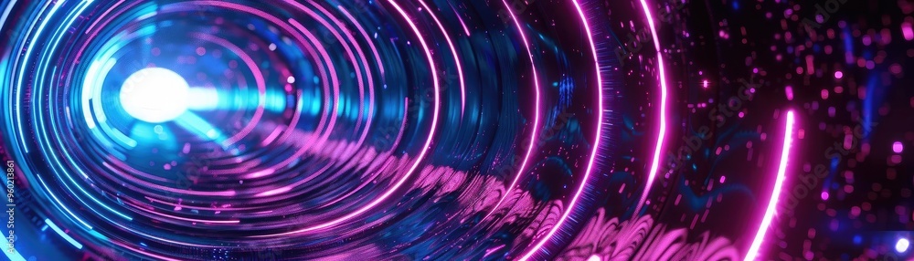 Poster a vibrant abstract tunnel of light, showcasing captivating colors and dynamic patterns, ideal for fu