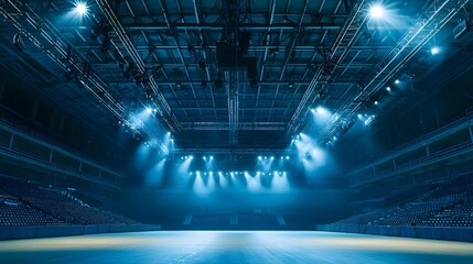 Dramatic Lit Empty Sports Arena Awaiting Major Event