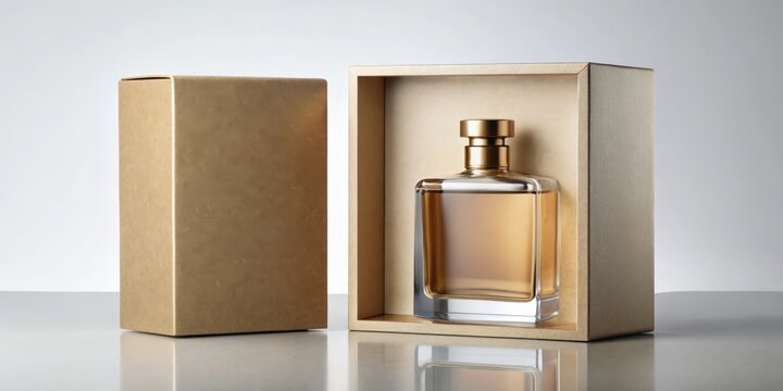 Blank oud bottle and hard paper box packaging for branding, ideal for luxury perfume or fragrance products