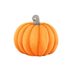 An illustration of a vibrant orange pumpkin with a smooth, rounded shape a transparent background.
