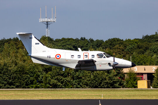 Embraer EMB-121 Xingu utility plane making a low-pass