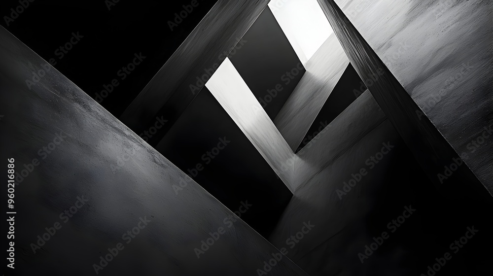 Poster monochromatic geometric abstraction with intersecting angular lines