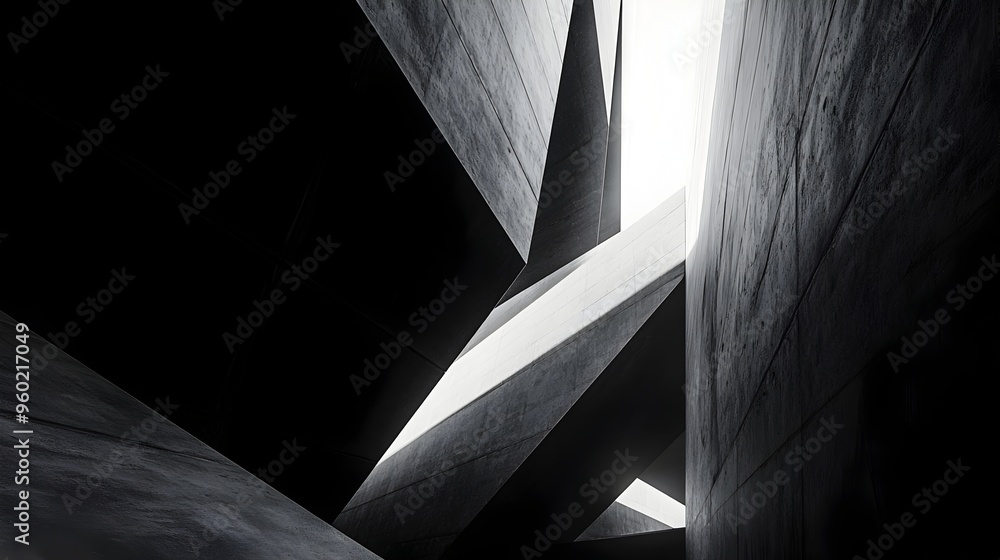 Aufkleber monochrome abstract with intersecting angular lines on dark background