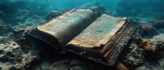 Ancient Book Lying on the Ocean Floor