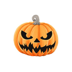 Spooky Carved Pumpkin with Evil Grin Illustration on a transparent background. Halloween pumpkin face
