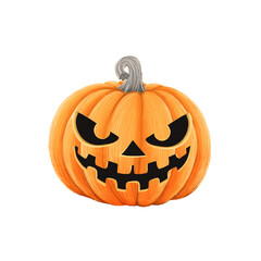 Spooky Carved Pumpkin with Evil Grin Illustration on a transparent background. Halloween pumpkin face