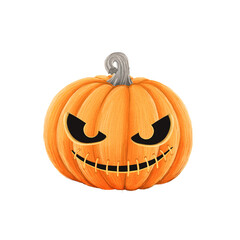 Spooky Carved Pumpkin with Evil Grin Illustration on a transparent background. Halloween pumpkin face