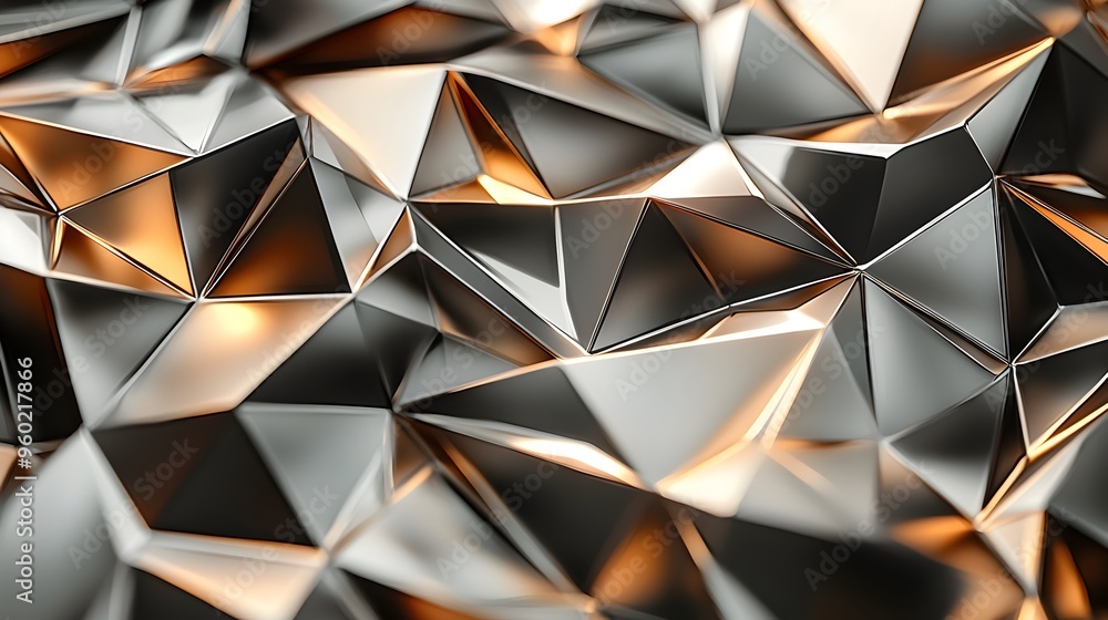 Aufkleber metallic polygonal abstract pattern with 3d futuristic shapes