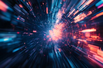 Obraz premium Abstract Burst of Light with Blue and Red Streaks