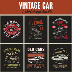 vintage cars t-shirts designs bundle.