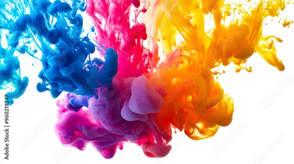 Aufkleber vibrant ink droplets merging and flowing in captivating fluid motion