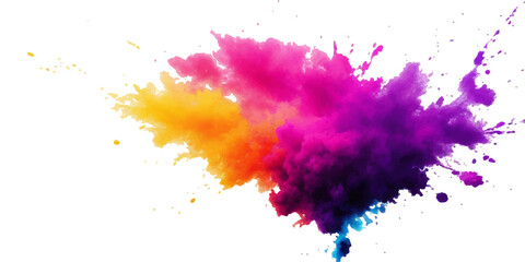 Fototapeta premium Multicolor powder explosion on White background. Colored cloud. Colorful dust explode. Paint Holi. colorful rainbow Holi paint color powder explosion with bright colors isolated white background. 