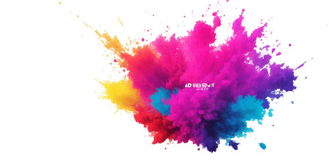 Multicolor powder explosion on White background. Colored cloud. Colorful dust explode. Paint Holi. colorful rainbow Holi paint color powder explosion with bright colors isolated white background.	
