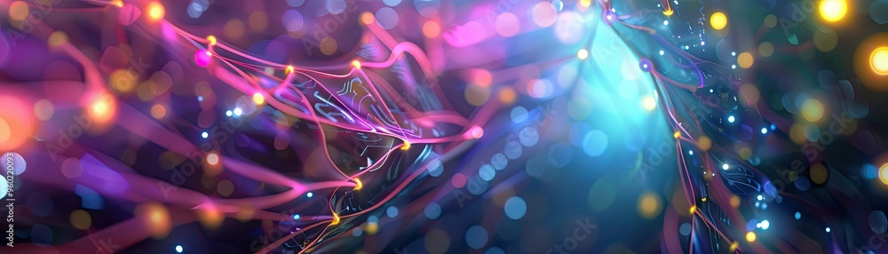 Poster vibrant abstract background with colorful lights and flowing patterns, ideal for artistic projects a