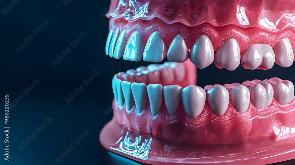 Poster detailed 3d rendering of dental scan showcasing precise teeth and gum structure