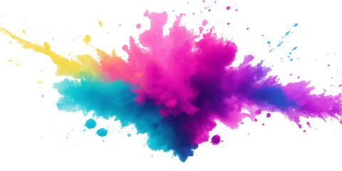 Multicolor powder explosion on White background. Colored cloud. Colorful dust explode. Paint Holi. colorful rainbow Holi paint color powder explosion with bright colors isolated white background.	