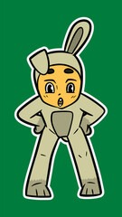 Doodle Sticker Illustration of a Kid Wearing Animal Costume