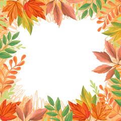 Autumn illustrated frame with transparent background. Autumn Leaves 