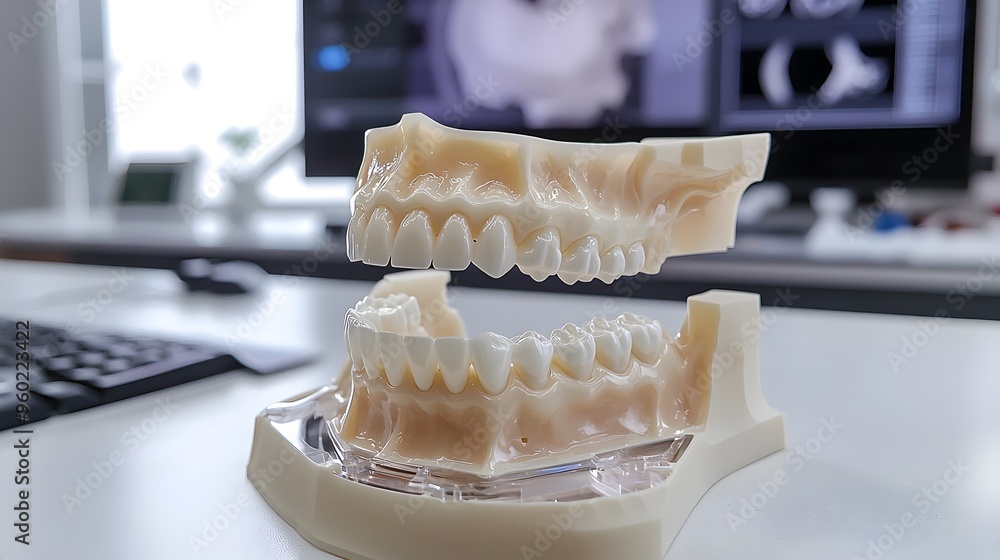 Poster detailed digital dental scan process from scanning to 3d modeling for tech-driven dentistry