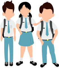 Fototapeta premium Illustration Of Asian High School Students