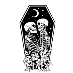 Skeleton Lover | Night Skeleton | Relationship Goal | Death Love | Tarot Card | Floral Skeleton | Dead Lover | Floral Dead Lover | Original Illustration | Vector and Clipart | Cutfile and Stencil